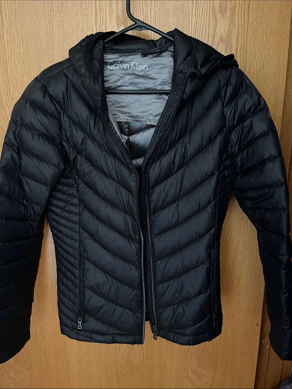 Calvin Klein Men's Black Hooded Quilted Puffer Jacket